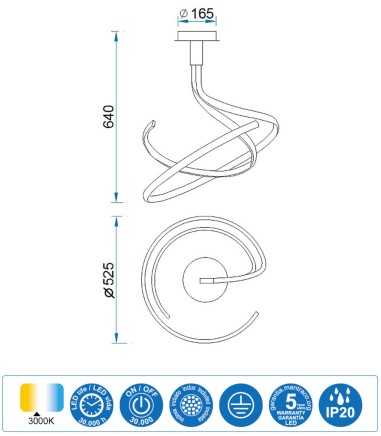 Características Lámpara de Techo NUR Led 50W Mantra