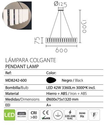 Lámpara colgante circular LED TAKOS 42W