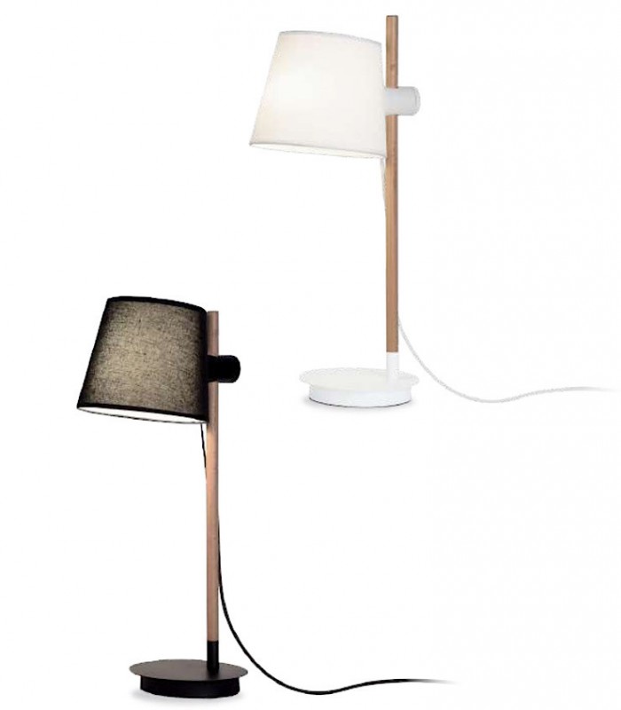 Lámpara de mesa madera con pantalla blanco o negro ND40