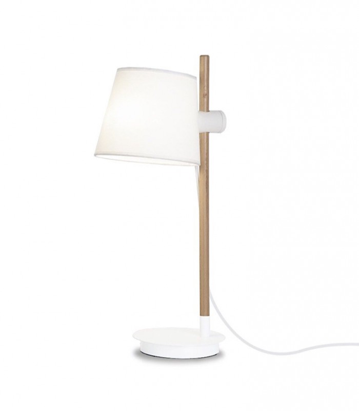 Lámpara de mesa madera con pantalla blanco ND40