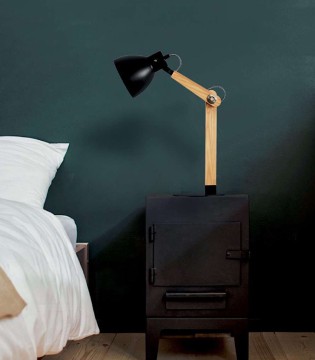 Lámpara mesa madera tulipa negra Daphne - Ineslam 2