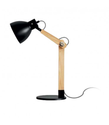 Lámpara de mesa madera con tulipa negra ND41