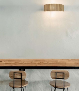 Aplique de pared madera natural 50cm E27 YUCA - Ineslam 2