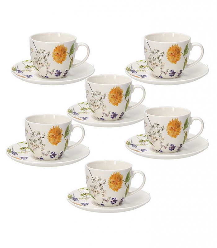 Juego 6 tazas de té con plato Iris Audrey