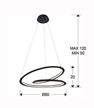 Lámpara de techo circular LED Looping negro 60cm - Schuller