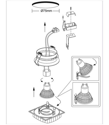 Instrucciones Aro Empotrable Cristal Avalio GU10 cuadrado espejo - Cristalrecord