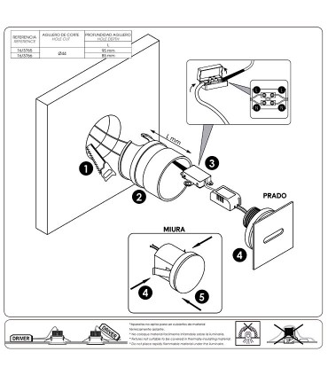 Manual de instalación Foco empotrable de pared PRADO 3W - ACB