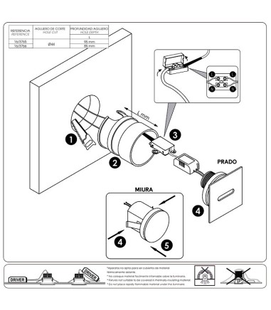 Manual de instalación focos empotrables de pared Miura - ACB