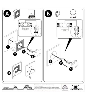 Manual de instalación Foco empotrable de pared REGAL 3W - ACB