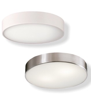 Plafón DINS 2 bombillas E27 en blanco o níquel Ø32cm - ACB