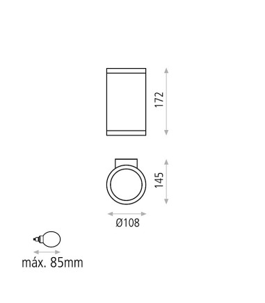 Aplique de pared Nori 1L E27 IP65 - ACB
