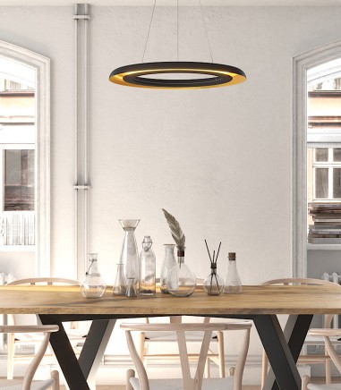 Lámpara de techo LED circular SHIITAKE 3000K negro-oro - ACB
