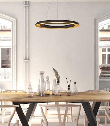 Lámpara de techo LED circular SHIITAKE 3000K negro-oro - ACB
