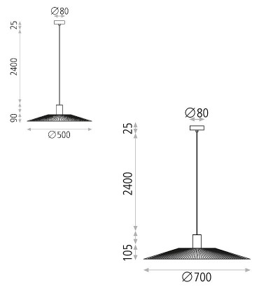 Dimensiones lámparas colgantes PAMELA  negro - ACB