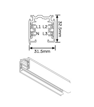 Carril trifásico superficie 1M blanco - Mantra 2