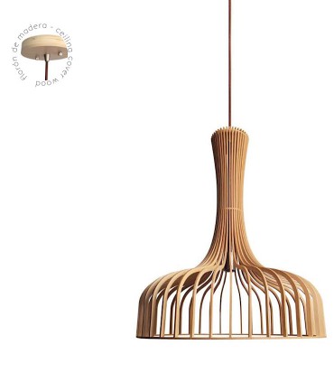 Detalle florón de madera lámpara Azahar Ø61cm