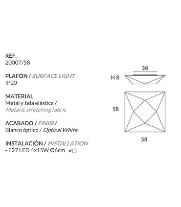 Características Plafón de Tela Polaris mediano 58cm 4 luces E27 - Ole by FM