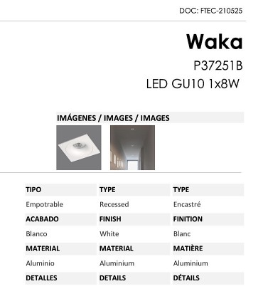 Foco empotrable GU10 Waka - ACB - 100x100 mm