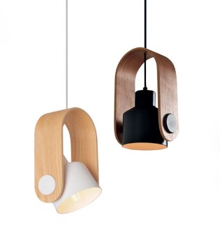 Lámpara colgante nórdica madera blanco o negro MD2314 Ineslam