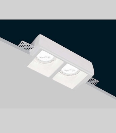 Foco empotrable enrasado invisible doble Iris 2 escayola GU10 - 150x70 mm