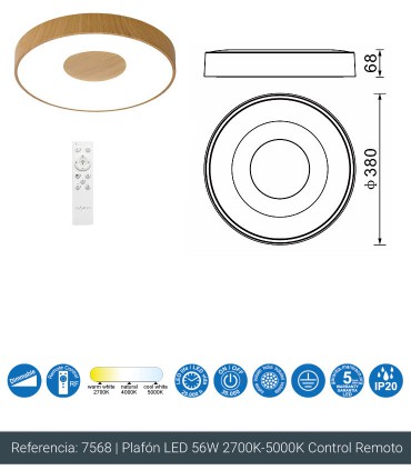 Plafón de techo Coin madera circular - Mantra