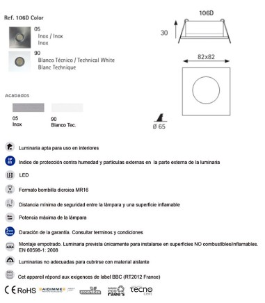 Empotrable GU10 Watertight IP65 106D...