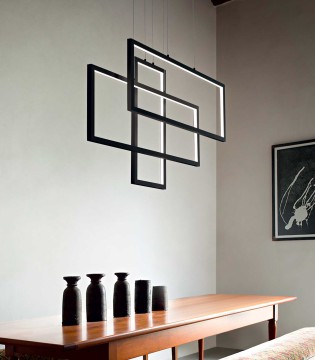 Lámpara de techo LED FRAME Rectángulos 93W negro - IDEAL LUX 2
