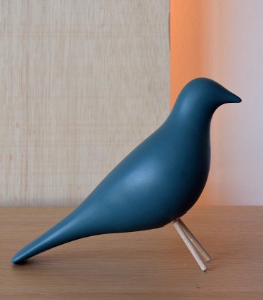 Pájaro cerámico azul petróleo mate