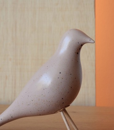 Pájaro cerámico rosa moteado - VP Interiorismo