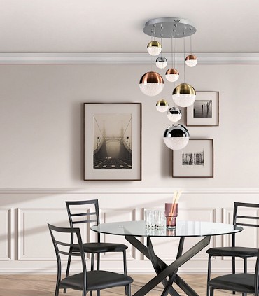 Lampara techo SPHERE 9 luces Multicolor 50cm TRIAC - Schuller