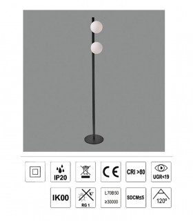 Características Lámpara de pie KIN negro LED 2L 10W 155cm - ACB