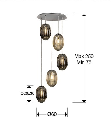 Dimensiones Lámpara OVILA 5 luces de Schuller 752268
