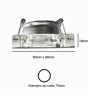 Foco empotrable GU10 cristal negro 80x80 mm