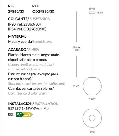 Lámpara colgante Lluna 30cm - Olé...