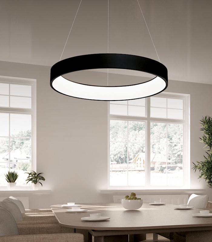página escaramuza Superior Lámpara de techo circular LED Dilga Negro de ACB