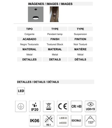 Lámpara de techo circular LED Dilga -...
