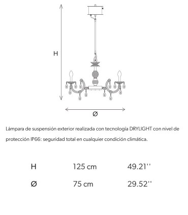Dimensiones Lámpara de techo para exterior IP66 DRYLIGHT S6 para exterior IP66 - Masiero