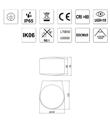 Características Aplique Ania IP65