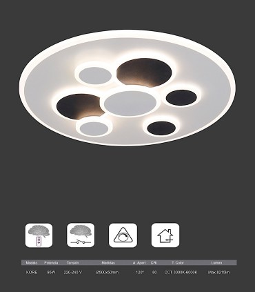 Plafón Kore LED 95W CCT regulable con mando 50cm