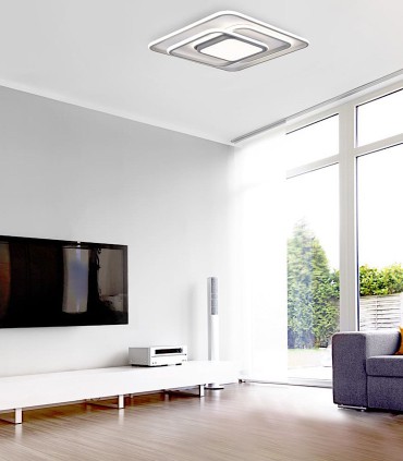 Imagen de ambiente Plafón de techo LED Draco 100W CCT cuadrado con mando