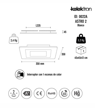 Características Plafón de techo Astro 30W - Kelektron