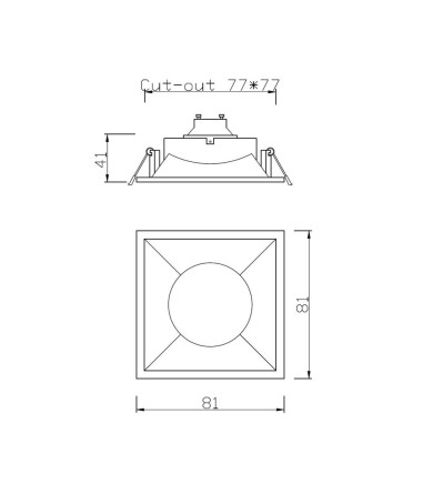Empotrable GU10 LIVING cuadrado 81x81