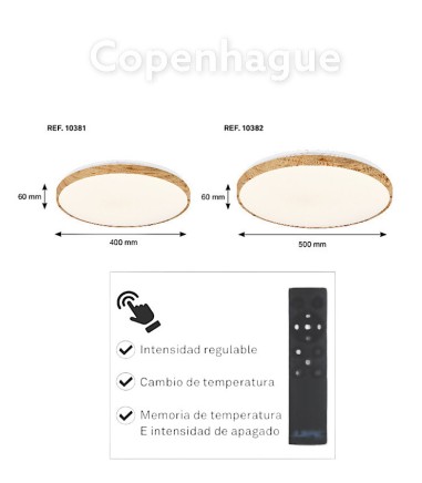 Plafón techo Copenhague c/mando - Jueric
