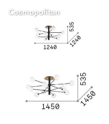 Dimensiones Lámparas de techo Cosmopolitan G9 - Ideal Lux