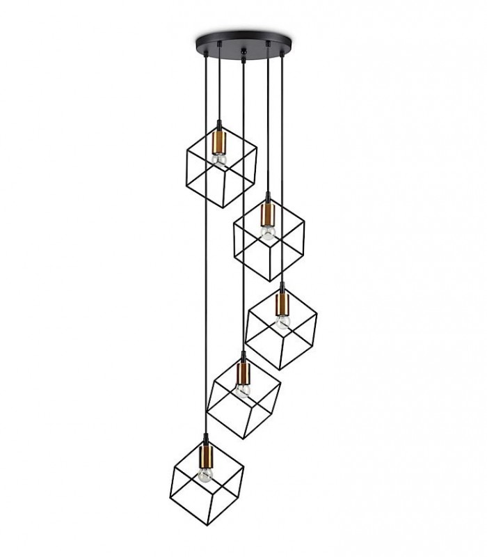 Lámpara de techo Ice sp5 negro de 5 bombillas- Ideal Lux