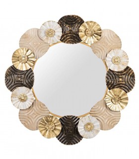 Espejo decorativo de pared con círculos de metal 91X5X91cm