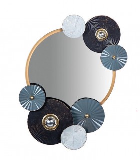 Espejo decorativo para pared con discos de metal 63,5x5,7x71,10cm