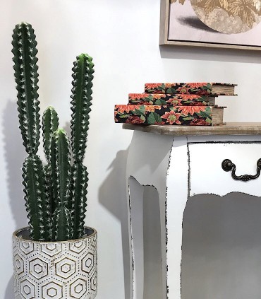 Imagen de ambiente con planta artificial de cactus Cleistocactus alto: 80cm