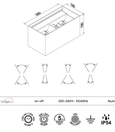 Características aplique de pared Davos doble 24W de Mantra