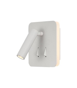 Aplique pared de dormitorio Cayman blanco 7823 de Mantra con base cuadrada. Para hogar, hoteles y alojamientos turísticos.